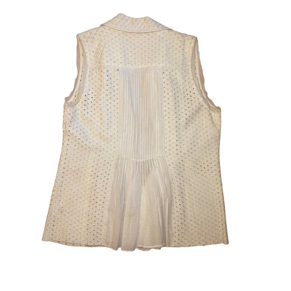 Tory Burch Cream Durell Sleeveless Eyelet Top - Picture 3 of 8